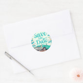 Save the Date Vintager Vintager Oldtimer. Runder Aufkleber (Umschlag)