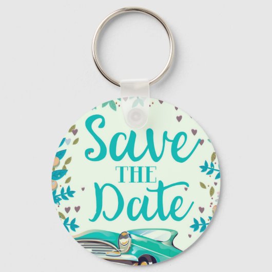 Save the Date Vintager Vintager Oldtimer. Schlüsselanhänger (Vorderseite)