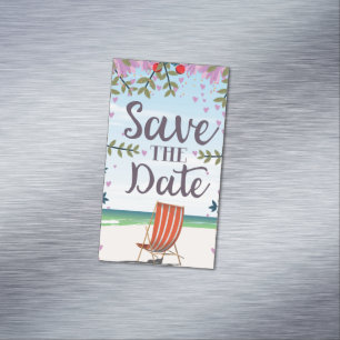 Save the Date Vintager Vintager Strand und Liegest Magnetische Visitenkarte