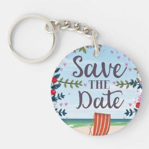 Save the Date Vintager Vintager Strand und Liegest Schlüsselanhänger