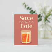 Save the Date Vintager Whiskey Drink Postkarte (Stehend Vorderseite)