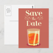 Save the Date Vintager Whiskey Drink Postkarte (Vorne/Hinten)