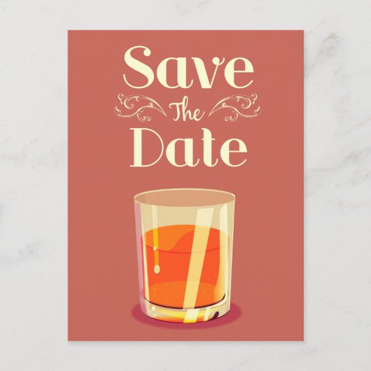 Save the Date Vintager Whiskey Drink Postkarte (Vorderseite)