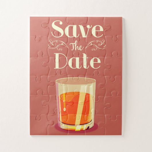 Save the Date Vintager Whiskey Drink Puzzle (Vertikal)