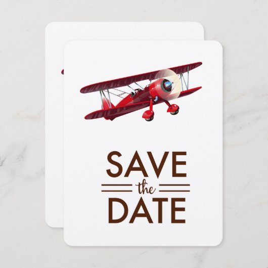 Save the Date Vintages bi-Flugzeug (Vorne/Hinten)