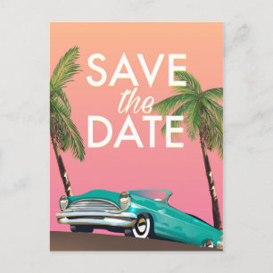 Save the Date Vintages Cabrio Postkarte