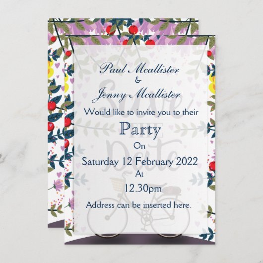 Save the Date Vintages Fahrrad Einladung (Vorne/Hinten)