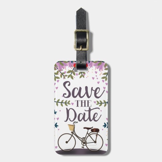 Save the Date Vintages Fahrrad Gepäckanhänger (Vorderseite vertikal)