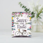 Save the Date Vintages Fahrrad Postkarte (Stehend Vorderseite)