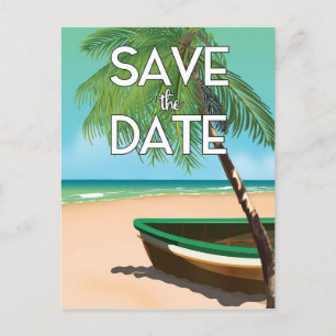 Save the Date Vintages Fischerboot Postkarte