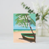 Save the Date Vintages Fischerboot Postkarte (Stehend Vorderseite)