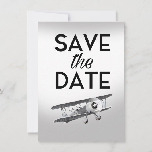 Save the Date Vintages Flugzeug Einladung (Rückseite)