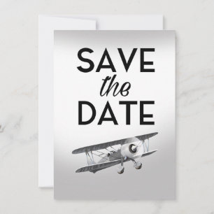 Save the Date Vintages Flugzeug Einladung