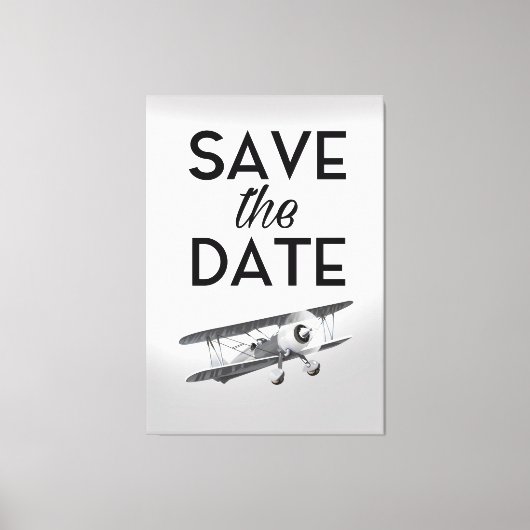 Save the Date Vintages Flugzeug Leinwanddruck (Vorderseite)