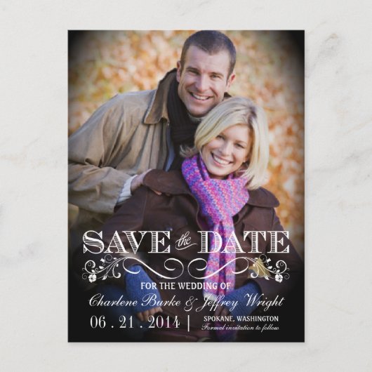Save the Date Vintages Foto Postkarte WT313 (Vorderseite)