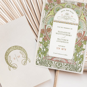 Save the Date Vintages Jugendstil von Mucha Einlad Einladung