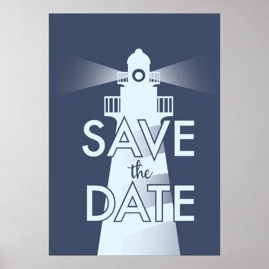 Save the Date Vintages Leuchtturm Poster (Vorne)