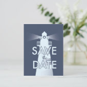 Save the Date Vintages Leuchtturm Postkarte (Stehend Vorderseite)