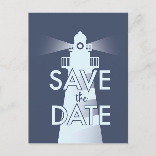 Save the Date Vintages Leuchtturm Postkarte (Vorderseite)