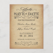Save the Date Vintages Pergament Postkarte (Vorderseite)