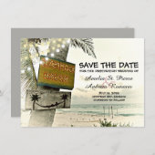 Save the Date Vintages Romantisches Strandziel (Vorne/Hinten)