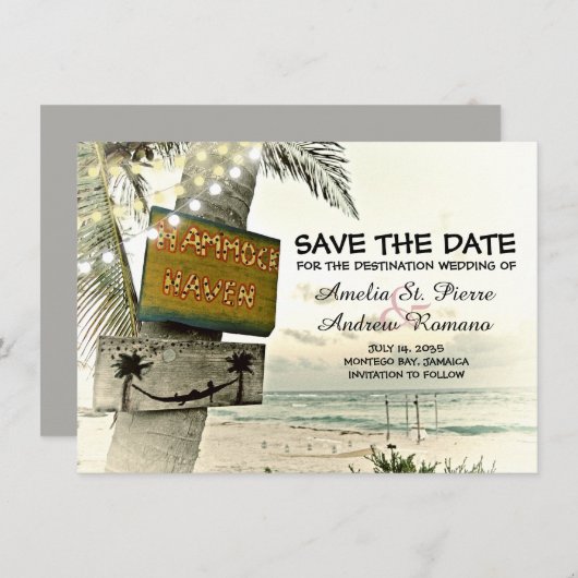 Save the Date Vintages Romantisches Strandziel (Vorne/Hinten)