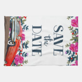 Save the Date Vintages Rotes Auto Geschirrtuch (Horizontal)