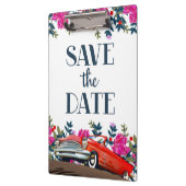 Save the Date Vintages Rotes Auto Klemmbrett (Links)