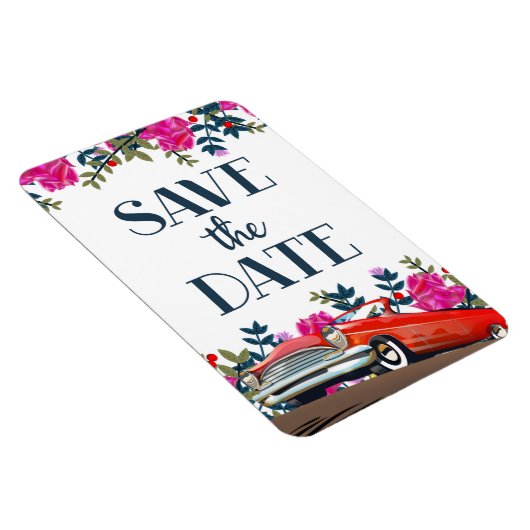 Save the Date Vintages Rotes Auto Magnet (Rechte Seite)