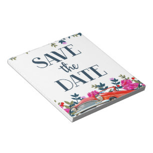 Save the Date Vintages Rotes Auto Notizblock