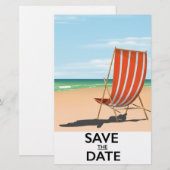 Save the Date Vintages Strandposter Briefpapier (Vorne/Hinten)