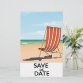 Save the Date Vintages Strandposter Briefpapier (Stehend Vorderseite)