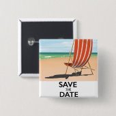 Save the Date Vintages Strandposter Button (Vorne & Hinten)