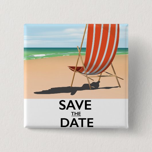 Save the Date Vintages Strandposter Button (Vorderseite)