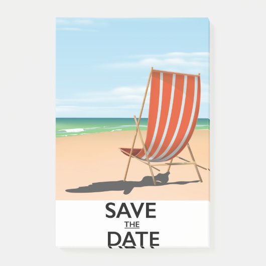 Save the Date Vintages Strandposter Post-it Klebezettel (Vorderseite)