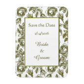 Save the Date Vintages Weißrosenmagnet Magnet (Vertikal)