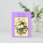 Save the Date Violets und Pansy Postkarte (Stehend Vorderseite)