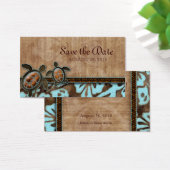 Save the Date Visitenkarte Turtles Brown Blue (Schreibtisch)