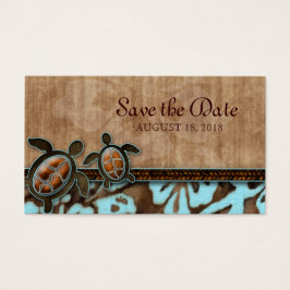 Save the Date Visitenkarte Turtles Brown Blue
