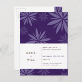 SAVE THE DATE: Vitalität lila Ankündigungspostkarte (Vorne/Hinten)