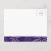 SAVE THE DATE: Vitalität lila Ankündigungspostkarte (Rückseite)