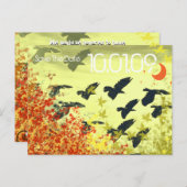 Save the Date - Vogelleaf-Wirbel Ankündigungspostkarte (Vorne/Hinten)