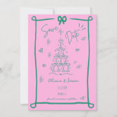 Save the Date von Hand gezeichneter Bow-Skript Einladung (Vorderseite)