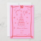 Save the Date von Hand gezeichneter Bow-Skript Einladung (Vorderseite)