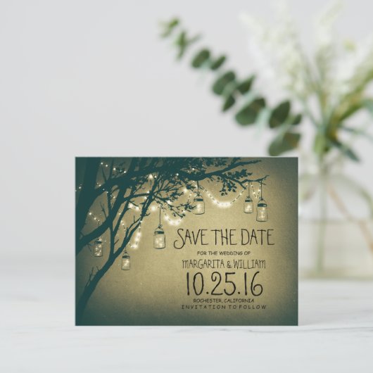 Save the Date von Maurerkirschen aus rustikalem La Ankündigungspostkarte (Stehend Vorderseite)