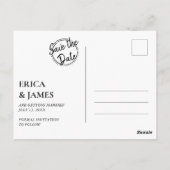 Save the Date von Verlobt nach Verheiratet reisen Postkarte (Rückseite)