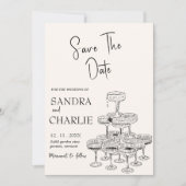 Save the Date Vorlage | Hand Drawen Hochzeit (Vorderseite)
