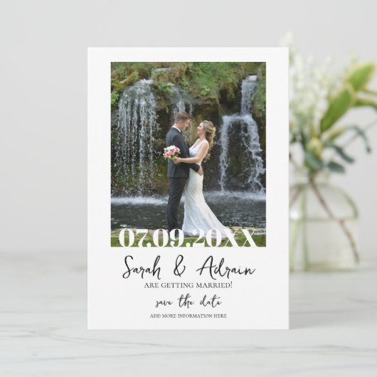 Save the Date Vorlage mit Foto (Stehend Vorderseite)