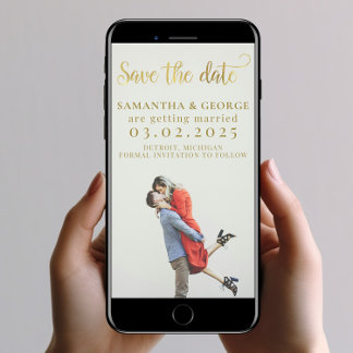 Save the Date Vorlage mit mobilen Fotos