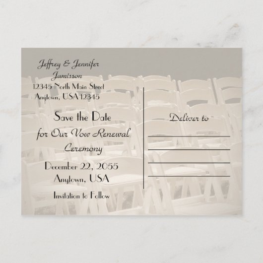 Save the Date Vow - Feierlichkeiten Ankündigungspostkarte (Rückseite)